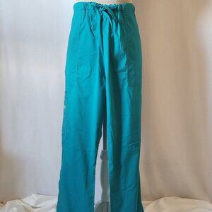 NWT Size L Cherokee Workwear Originals Modern Classic Teal Drawstring Cargo Pant